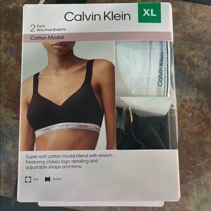 Calvin Klein Black and White Wire Free Bralette 2 Pack NWT